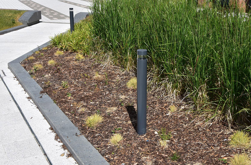 LED Bollard in Flower Bed LED Bollard in Flower Bed