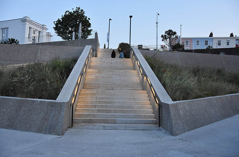 External Steps with Lighting from Handrail
