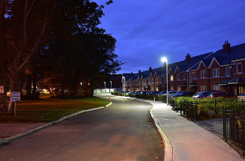Residential Road with Streetlights