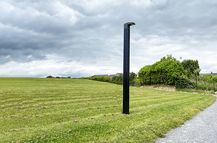 Solar bollard on a pathway Solar bollard on a pathway